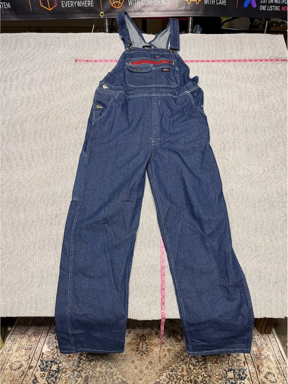 Dickies Genuine Denim Overalls with Front Pockets and Red MR